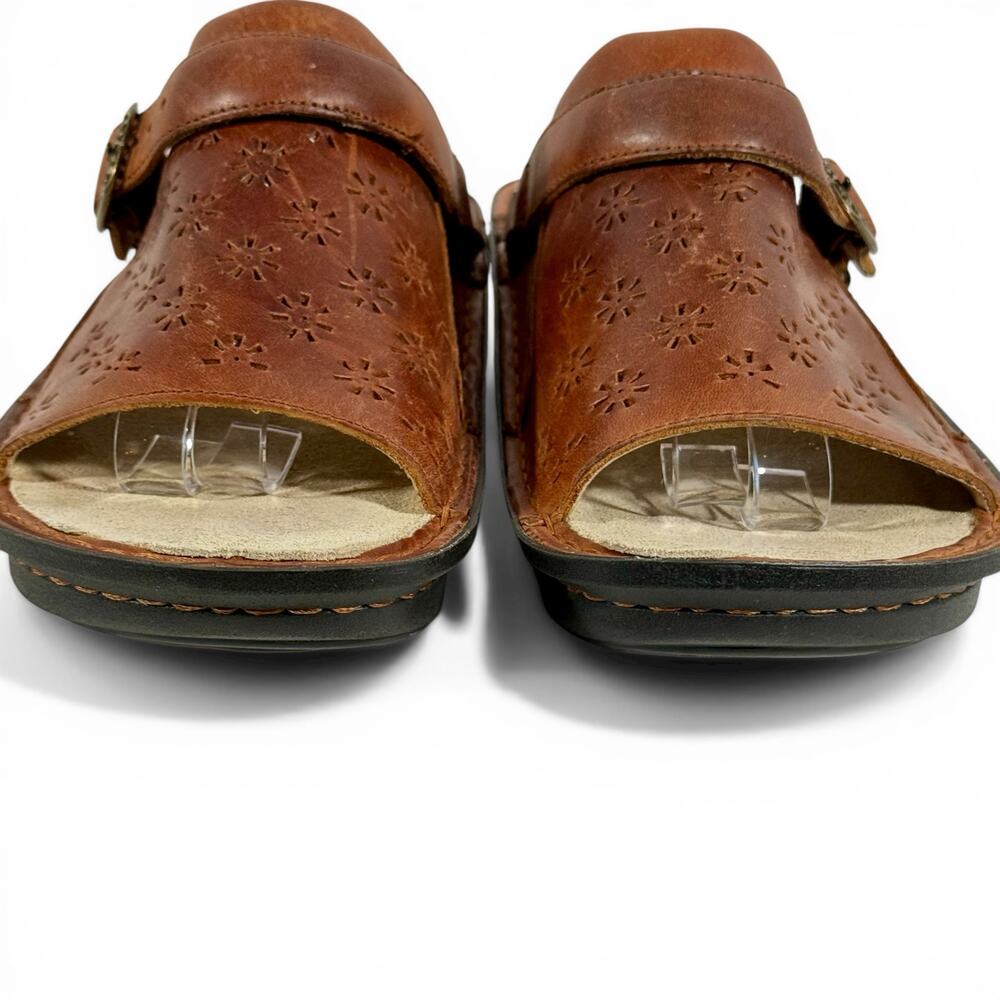Alegria Women's 41 Klover Burnished Tawney Brown Leather Slip On Comfort Sandals - Picture 4 of 10